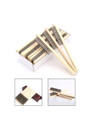 3pcs Wood Handle Stainless Steel Wire Brush Copper Brush for Industrial Appliances Surface/Inner Polishing Grinding Cleaning