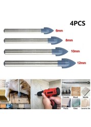 4/5 Pcs Glass Drill Bits Marble Porcelain Spear Head Ceramic Tile Drill Bits Set Spade Drill Bit Hole Saws 6/8/10/12mm