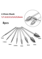 6/8pcs 1-6mm Diamond Mill Head Needle Bits Burrs Engraving Carving Grinding Tool Jade Needle Stone Carving Engraving Tool