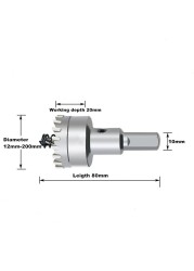 SANAI TCT-Drill Bit, Wood Cutter, Steel Plate, Iron Alloy, Metal, Stainless Steel, 12 - 200mm