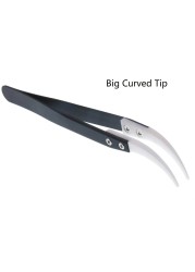 3pcs Reverse Tweezers Stainless Steel Handle Plastic Tip Precision Tweezers Curved/Flat/Straight Anti-static Tip Tweezers