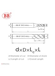 BB 3 Flute Carbide Milling Cutter Tungsten End Mill CNC Tool 1 to 20mm HRC55 for Aluminum Fiberglass Acrylic Wood Copper Plastic