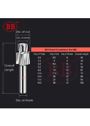 BB Countersunk End Milling Tool HSS M3-M16 for Flat Bolt Holes Screw Caps Ejector Cap