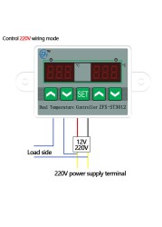 ZFX-ST3012 Dual Temperature Controller Digital Thermostat Incubator Control Microcomputer Dual Probe AC ​​220V 12V 24V 40% Off