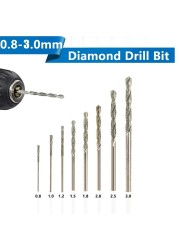 8pcs Diamond Coated Twist Drill Bit 0.8-3.0mm Gun Drill Bit For Glass Tile Stone Hole Cutter For Glass Jewelry Stone Tile