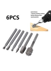 6pcs HSS Rotary Tool Multi Burr Router Router Bit Mill Cutter Attachment Drill Bits For Metal Milling Rotary Power Tools