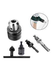 Mini Electric Drill Chuck 1.5-13mm Mount B10 Taper With Connector Motor Rod Hex Shank Shaft Wrench Power Tool