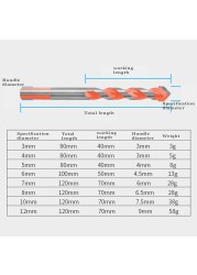 8pcs briel bits multi-material triangle drill bit set diamond for tile concrete bricks glass plastic wood stone 3-12mm