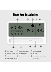 LCD electronic desk clock temperature hygrometer alarm clock hygrometer thermometer high precision digital hygrothergraph