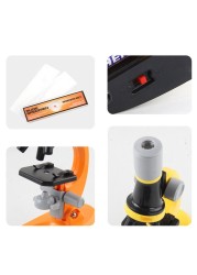 Children Biological Microscope Microscope Kit Lab LED 100X-400X-1200X School Home Science Educational Toy Gift for Kids Child