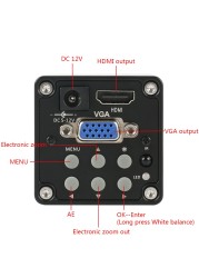 14MP 1080P HDMI VGA Digital Industrial Video Camera Microscope 6-60mm Large Optical Fixed Focus Lens for Digital Images