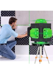 HEMUYOU Laser Level 12/16 Lines 3D/4D Self Leveling 360 Horizontal Green Laser Beam Horizontal Vertical Line Cross Lines Indoors