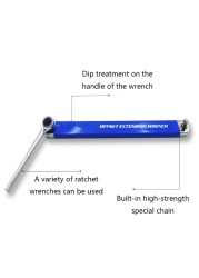 Ratchet Extension Wrench, Multifunctional High Carbon Steel Extender Adapter 1/4" 3/8" 1/2" Hand Torque Gear Socket Nut Tool Kit