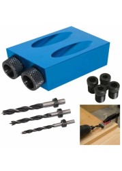 New Pocket Hole Jig Kit Woodworking Fittings Locator Drill Bit 15 Degree Angle Drill Guide Set Woodworking Tools Supply Complete