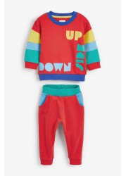 Little Bird Red Upside Down Sweatshirt And Joggers Set