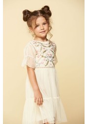 Amelia Rose Childrens Yellow Floral Embroidered Bodice Dress