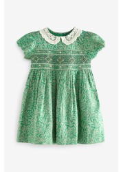 Lace Collar Shirred Cotton Dress (3mths-8yrs)