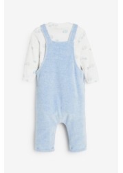 Velour Baby Dungarees And Bodysuit Set (0mths-2yrs)