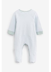 The Little Tailor Blue Stripe Jersey Rocking Horse Sleepsuit