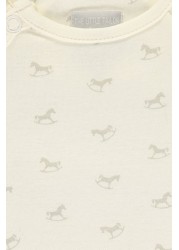 The Little Tailor Cream Jersey Print Rocking Horse Sleepsuit