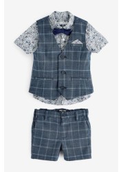 Check Fabric (3mths-9yrs) Waistcoat, Shirt & Short Set