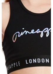 Pineapple Black Script Crop Top