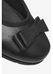 School Leather Bow Mary Jane Shoes Wide Fit (G)