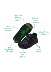 ToeZone Black PAX Vegan Dinosaur School Shoes