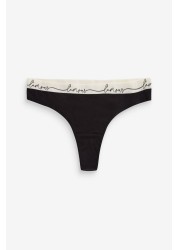 Cotton Rich Logo Knickers 4 Pack Thong