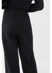 Textured Wide Leg Trousers