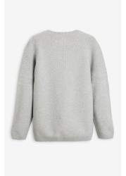 Textured Crew Jumper (3-16yrs) With Stag