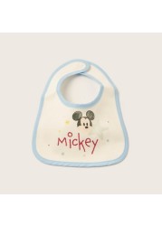 Disney Mickey Mouse Print Bib with Snap Button Closure - Set of 6