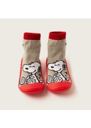 Snoopy Printed Sneaker Booties with Cuffed Hem