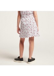 Sanrio Hello Kitty Print Mini Skirt with Bow Accent