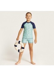 Juniors Shark Print 2-Piece Rash Guard Set