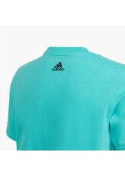 adidas Logo Print Crew Neck T-shirt with Short Sleeves