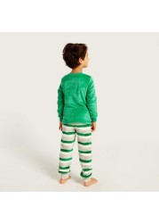 Juniors Graphic Print T-shirt and Striped Pyjamas Set