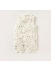 Juniors Printed Sleeveless Rompers with Ruffle Detail