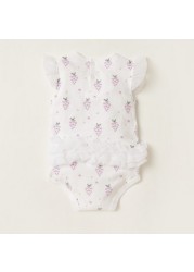 Juniors Printed Romper with Ruffle Detail