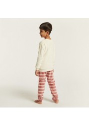 Juniors Embroidered T-shirt and Striped Pyjamas Set