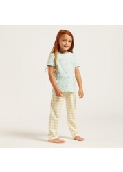 Juniors Printed Round Neck T-shirt and Pyjamas - Set of 4