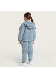 Juniors Textured Hooded Sweatshirt and Jog Pants Set