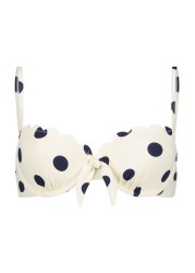 Hunkemöller White Scallop Dot Padded Underwired Bikini Top