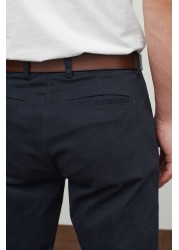 Belted Soft Touch Chino Trousers Straight Fit