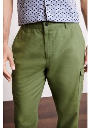 Linen Blend Cargo Trousers