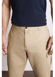 Linen Blend Cargo Trousers