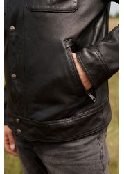 Signature Four Pocket Leather Biker Jacket