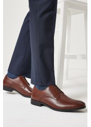 Round Toe Leather Derby Shoes