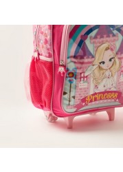 Juniors Princess Print Trolley Backpack with Lunch Bag and Pencil Case