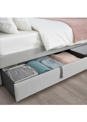 GLADSTAD Upholstered bed, 2 storage boxes